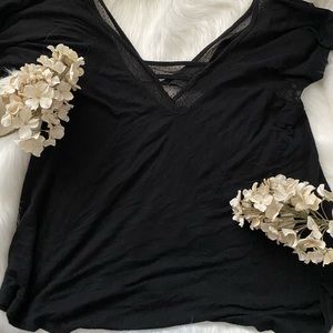BKE Black Low Cut Flowy Top!